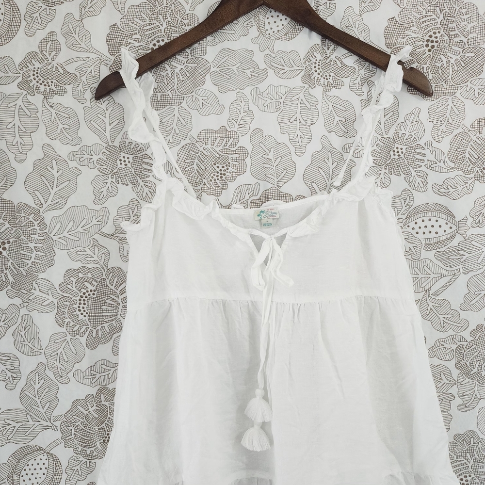 J. Crew Linen Blend Tunic Midi Tank Dress Ruffle Size S - Picture 3 of 9